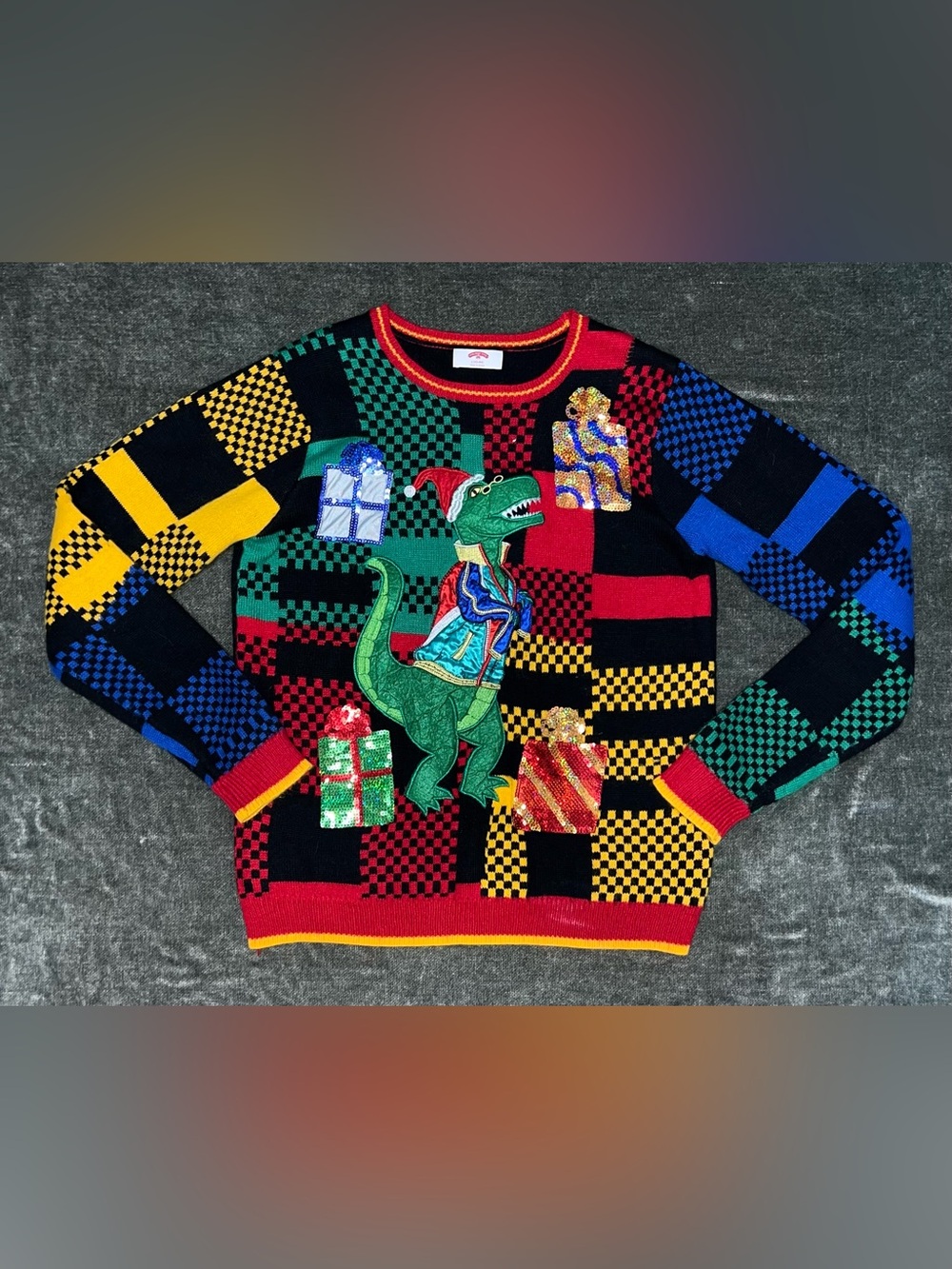 Holiday Time T-Rex Ugly Christmas Sweater